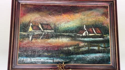 Tessely schilderij - landschap met boerderijen, Antiek en Kunst, Kunst | Schilderijen | Klassiek, Ophalen