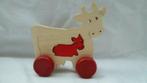 vache sur roues en bois, Enlèvement ou Envoi, Comme neuf, Jouet à Pousser ou Tirer