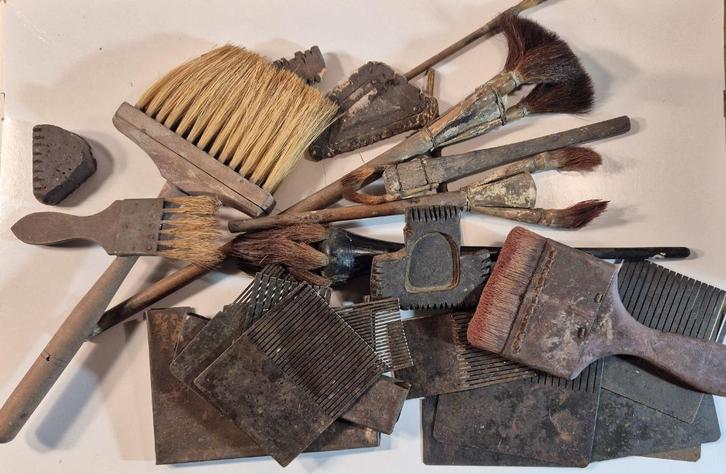 Verfborstels voor Marmerimitatie voor museum, Verzamelen, Overige Verzamelen, Gebruikt, Ophalen of Verzenden