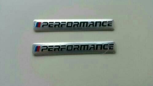 2x Bmw M Performance logos/emblemen > zwart/zilver, Auto diversen, Autostickers, Ophalen of Verzenden
