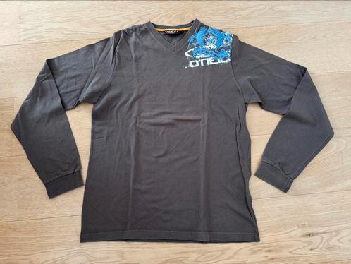 Kaki T-shirt met lange mouwen en patronen, Kleding | Heren, T-shirts, Zo goed als nieuw, Maat 52/54 (L), Groen, Ophalen of Verzenden