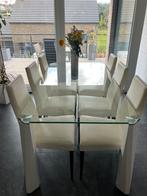Table à manger et 6 chaises, Ophalen, Gebruikt, Glas, 50 tot 100 cm