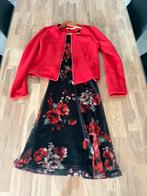 Jurk met bloemmotief en rode vest., Lola & Liza, Ophalen, Zo goed als nieuw, Maat 34 (XS) of kleiner