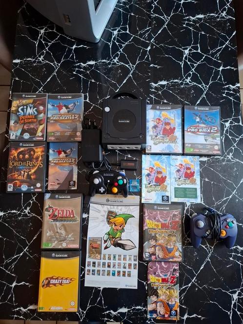 Nintendo Gamecube-console + 10 games + 2 controllers + geheu, Games en Spelcomputers, Spelcomputers | Nintendo GameCube, Zo goed als nieuw