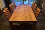 eettafel met 6 stoelen, Huis en Inrichting, Ophalen, Teakhout, 50 tot 100 cm, Zo goed als nieuw