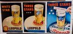 Set de 3 plaque Tole bieres Brasserie Leopold Brussels, Collections, Marques & Objets publicitaires, Enlèvement ou Envoi, Utilisé
