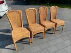 4 Rieten stoelen voor 20€, Huis en Inrichting, Stoelen, Ophalen, Gebruikt, Bruin, Riet of Rotan