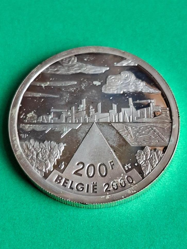 2000 België 200 frank in zilver Albert II, de stad, Postzegels en Munten, Munten | België, Losse munt, Zilver, Zilver, Verzenden