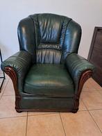 1 fauteuil en cuir vert, Gebruikt, Leer, Ophalen of Verzenden