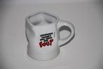 Grappige gedeukte kop / tas met leuke grappige tekst, Enlèvement ou Envoi, Comme neuf, Céramique, Tasse(s) et/ou soucoupe(s)