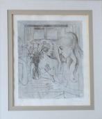PAUL DELVAUX / LES OEILLETS / ZW-W ETS / 83x74cm / KADER SIG, Antiek en Kunst, Kunst | Litho's en Zeefdrukken, Ophalen