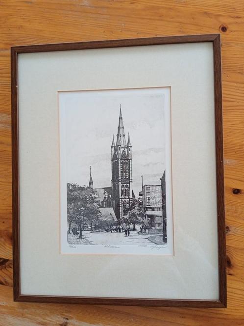 Originele Ets Hilversum Van kunstenaar Jan Van Rijsewijk, Antiek en Kunst, Kunst | Etsen en Gravures, Ophalen