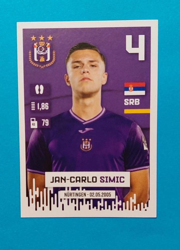 Panini Jan-Carlo Simic Pro League 2024 -25 Anderlecht, Hobby en Vrije tijd, Stickers en Plaatjes, Nieuw, Sticker, Verzenden