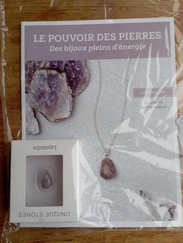 Bijoux pendentif pierre Lepidolite avec certificat : NEUF 