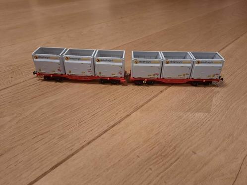 B-models 90102 - double wagon porte-conteneurs ÖBB, Hobby en Vrije tijd, Modeltreinen | H0, Zo goed als nieuw, Wagon, Overige merken