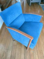 Twee blauwe design salonzetels spaans merk Perobell, Ophalen, Hout, Eenpersoons, 75 tot 100 cm
