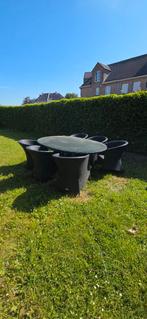 Tuinset Wicker+glas. Goeie staat. Lichte loslating aan tafel, Ophalen, Gebruikt, Wicker, Tuinset