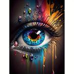 Peinture au diamant, œil coloré abstrait, 30x20cm (rond), Hobby & Loisirs créatifs, Enlèvement ou Envoi, Neuf, Bricolage