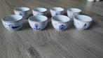 NIEUW Set van 8 minischaaltjes met wit/blauw zeedecor, Ophalen