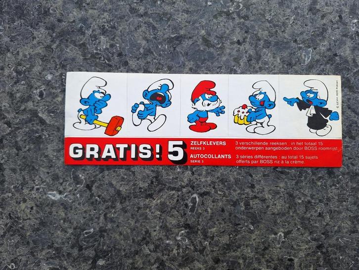 Peyo Smurfen Boss - Sticker 3, Verzamelen, Stickers, Gebruikt, Strip of Tekenfilm, Ophalen of Verzenden