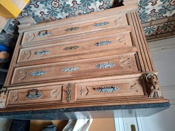 Commode tête de lion en chêne et marbre, Enlèvement, Comme neuf, Chêne