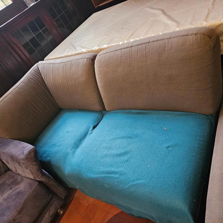 Zetel bruin, Huis en Inrichting, Zetels | Zetels, Gebruikt, Hout, Stof, Ophalen