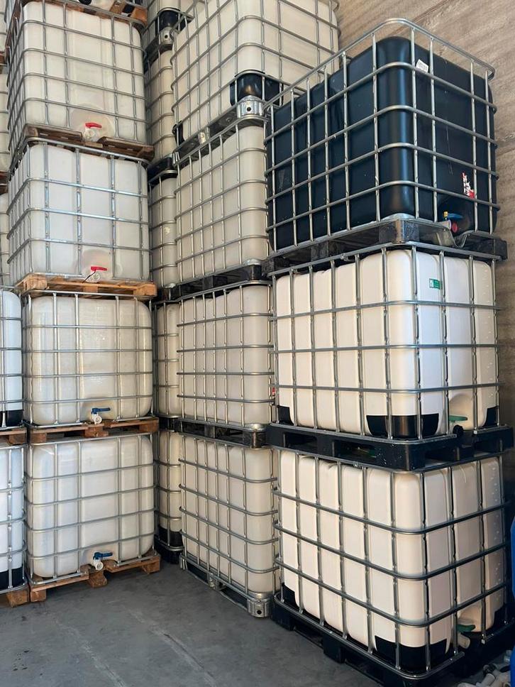Cubi IBC-tanktank 1000 liter (vanaf 40€) met kooi en pallet, Tuin en Terras, Regentonnen, Kunststof, 150 liter of meer, Met kraantje