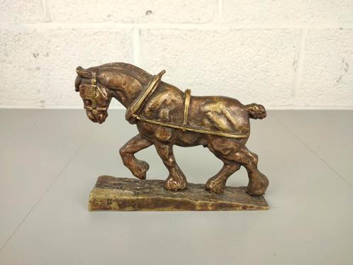 Bronzen beeld van een trekpaard, Antiek en Kunst, Antiek | Brons en Koper, Ophalen of Verzenden