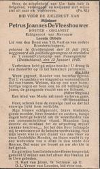 Oorlog concentratiekamp Neuengamme 1945 Petrus De Vleeshouwe, Verzamelen, Bidprentjes en Rouwkaarten, Ophalen of Verzenden