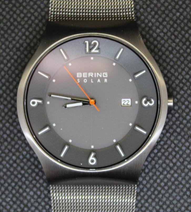 Bering solar heren horloge, Handtassen en Accessoires, Horloges | Heren, Gebruikt, Polshorloge, Overige merken, Staal, Staal, Ophalen of Verzenden