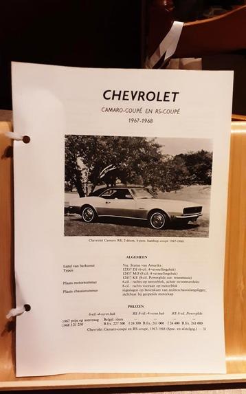 Chevrolet Camaro technische fiche, Boeken, Ophalen of Verzenden, Zo goed als nieuw, Chevrolet