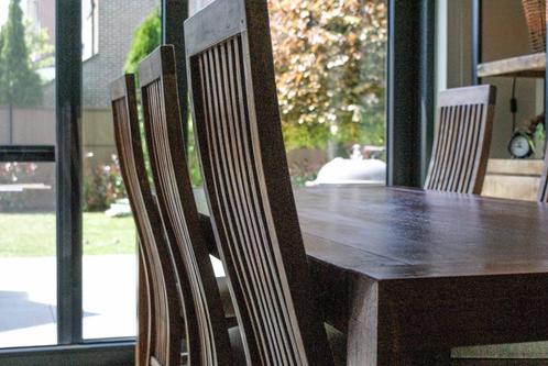 Eettafel en 6 stoelen, Huis en Inrichting, Tafels | Eettafels, Gebruikt, 50 tot 100 cm, 200 cm of meer, Vijf personen of meer