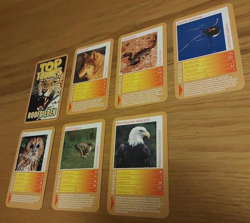 7 Kaarten Roofdieren - Top trumps, Verzamelen, Speelkaarten, Jokers en Kwartetten, Zo goed als nieuw, Ophalen of Verzenden