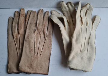 2 paires de gants Club édouardiens en cuir cousus à la main 