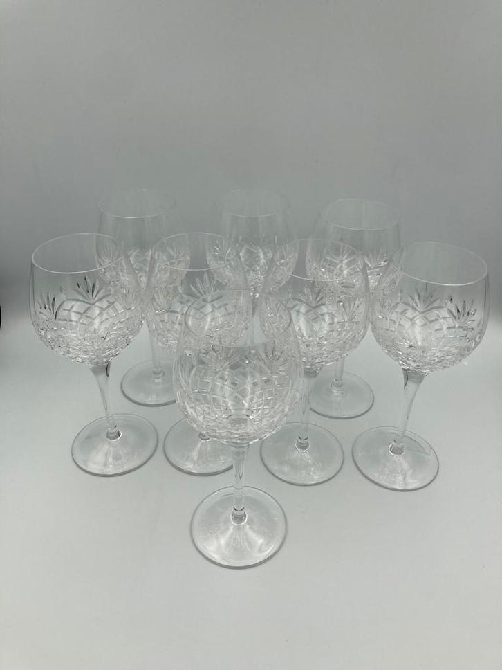 8 kristallen glazen Ajka crystal, Verzamelen, Glas en Drinkglazen, Zo goed als nieuw, Ophalen of Verzenden