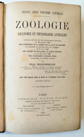 Zoologie, anatomie et physiologie des animaux. 1890., Enlèvement ou Envoi