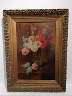Victor GALLEZ (XX) Bloemenpracht op Hout, Schilderij op doek, Ophalen of Verzenden