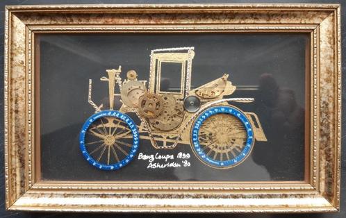 Très beau cadre voiture ancienne avec éléments de montre, Antiquités & Art, Curiosités & Brocante, Enlèvement ou Envoi