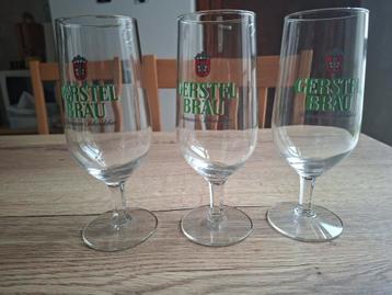 3 bierglazen op voet : Gerstel Bräu Premium Schankbier beschikbaar voor biedingen