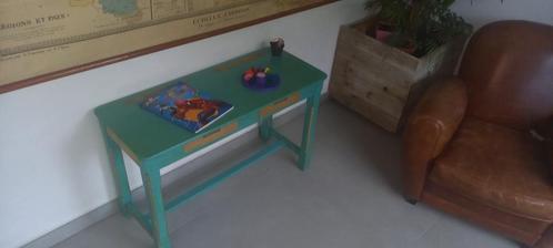 Bureau enfant en hêtre peint en bleu., Huis en Inrichting, Bureaus, Nieuw, Bureau, Ophalen of Verzenden