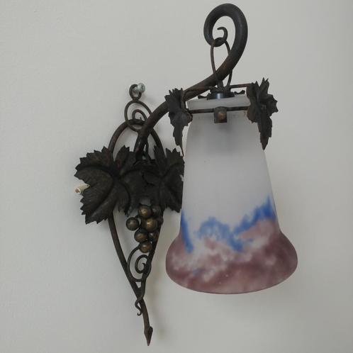 Wandlamp Müller Frères en smeedijzer, Art Nouveau, Antiek en Kunst, Antiek | Verlichting, Ophalen