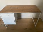 Witte bureau met grenen blad, Ophalen, Gebruikt, Bureau