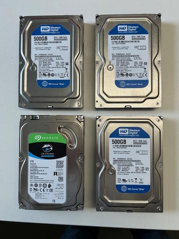 ** Lot de HDD 3 X 500Gb (WD) sata + 1 X 2T (Seagate) sata ** beschikbaar voor biedingen