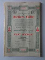 aandeel Ateliers Gillet uit 1928, Postzegels en Munten, Aandelen en Waardepapieren, 1920 tot 1950, Ophalen of Verzenden, Aandeel