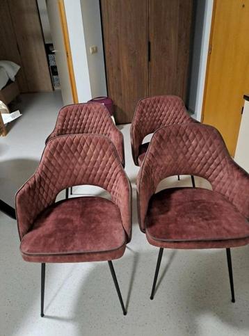 4 stoelen met stoffen bekleding, Enlèvement, Comme neuf, Brun