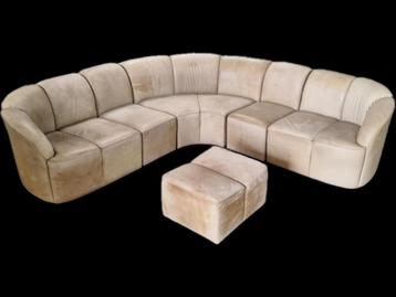 Vintage 70s Leather Modular Lounge Sofa beschikbaar voor biedingen
