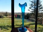 Très haut vase ancien en verre bleu turquoise, Enlèvement ou Envoi