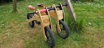 2x houten Trybike loopfiets – samen of apart beschikbaar voor biedingen