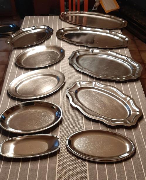 Inox schotels, serveerschotels, Huis en Inrichting, Woonaccessoires | Dienbladen, Gebruikt, Ophalen