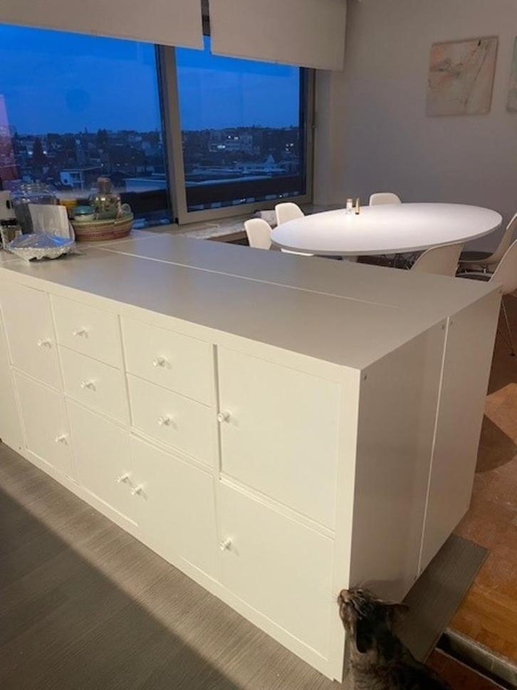 Witte kast met 8 vakken en deurtjes/lades, Huis en Inrichting, Kasten | Ladekasten, Gebruikt, Minder dan 100 cm, 100 tot 150 cm